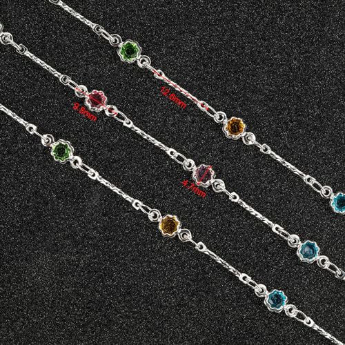 UMAOKANG 16.4 Feet Colorful Crystal Necklace Chain for Jewelry Making Silver Plated Brass Bar Chain Roll with Jump Rings and Lobster Clasps - color: Silver Bar Crystal