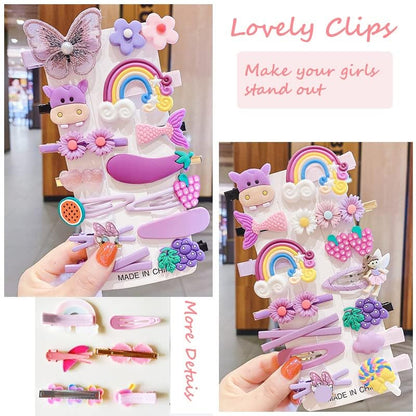 28 PCS Cute Hair Clips Fashion Girls Hair Accessories Flower Fruit Colorful Rainbow Candy Dessert Lovely Animal Barrettes Set Non-slip Metal Snap Pins for Girls Kids Teens Toddlers (Style E) - color: Style E