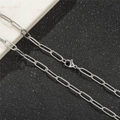 kelistom 14K Gold Filled Stainless Steel Paperclip Chain Bracelet for Women, 7.5” Rectangle Link Bracelets, Waterproof and Never Tarnish - color: stainless steel