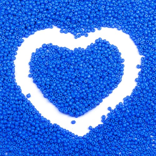 2mm Glass Seed Beads Bulk, Blue 12/0 Tiny Round Seed Bead, Small Mini Pony Craft Beads for Bracelet Necklace Wrist Jewelry Making Beading Weaving DIY Crafts Supplies - color: Blue
