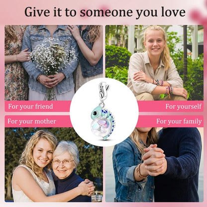 Birthday Fashion Heart Dangle Charm for Bracelets and Necklace Pendant Bead Charms Jewelry Present for Women Family Friends - style: Chameleon