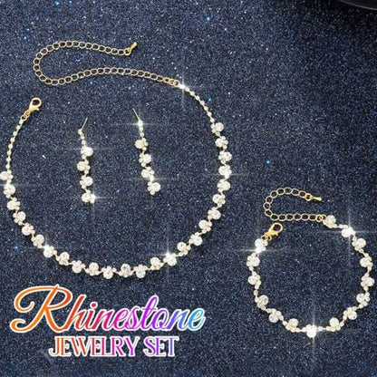 Aukmla Bridal Wedding Jewelry Set Silver Rhinestones Choker Necklaces Earrings Bracelet Sets Prom Jewelry for Women and Brides - color: Gold