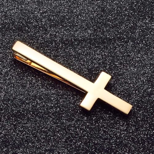 Gold Black Silver Cross Tie Clips For Men Unique Christian Catholic Tie Clip Cross Accessories For Men - style: gold tie clip cross