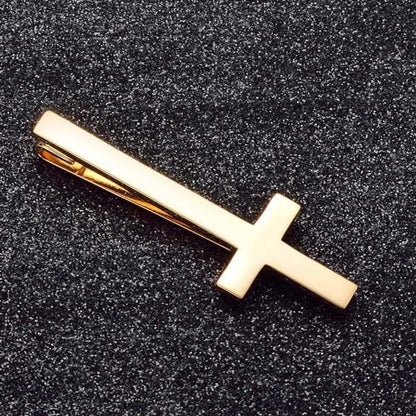 Gold Black Silver Cross Tie Clips For Men Unique Christian Catholic Tie Clip Cross Accessories For Men - style: gold tie clip cross