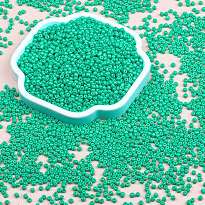 2mm Glass Seed Beads Bulk, Light Green 12/0 Tiny Round Seed Bead, Small Mini Pony Craft Beads for Bracelet Necklace Wrist Jewelry Making Beading Weaving DIY Crafts Supplies - color: Light Green