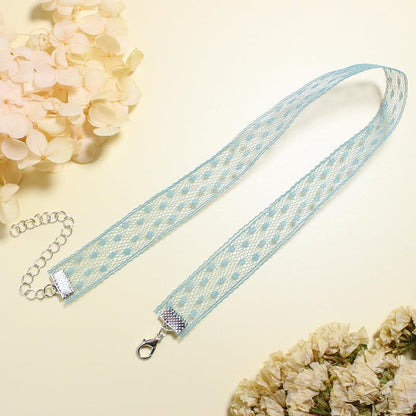 Nova&Aria Chokers Set For Women Heart Choker Necklaces Flower Pendant Velvet Cute Pink Turquoise Blue White Black Choker Necklace Christmas Colorful Lace Chokers - color: White&Green