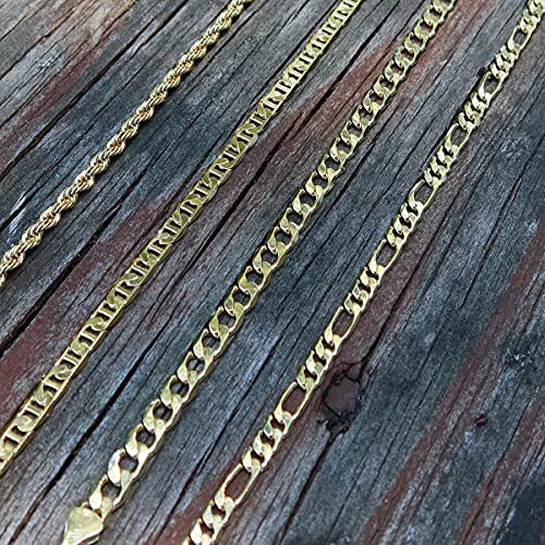 14K Gold Plated Link Chain Anklets Bracelet for Women - 5mm, 11 “ / Figaro Chain/Mariner Chain/Curb Chain/Rope Chain/Made In South Korea