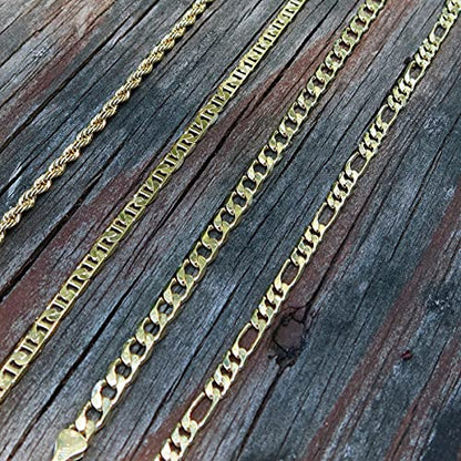 14K Gold Plated Link Chain Anklets Bracelet for Women - 5mm, 11 “ / Figaro Chain/Mariner Chain/Curb Chain/Rope Chain/Made In South Korea