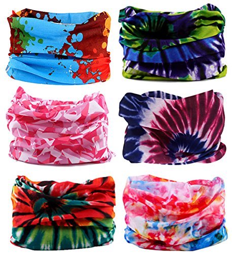 KINGREE KINREE 6PCS Outdoor Magic Scarf, Elastic Headbands, Headscarves, Headwear, Mask - color: Tiedye