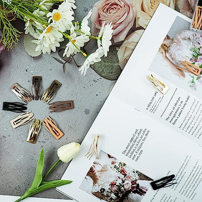 40 PCS Snap Hair Clips Double Grip Hair Clips Barrettes Accessories | 8 Colors Metal Snap Hair Clips with Plastic Box or Women (colorful)