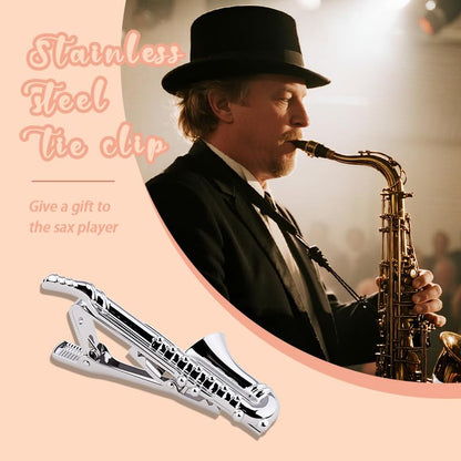 Mens Tie Clips for Husband Dad Boyfriend Birthday Christmas Gifts for Men Novetly Tie Clip for Skinny Ties Bar Clip - style: saxophone