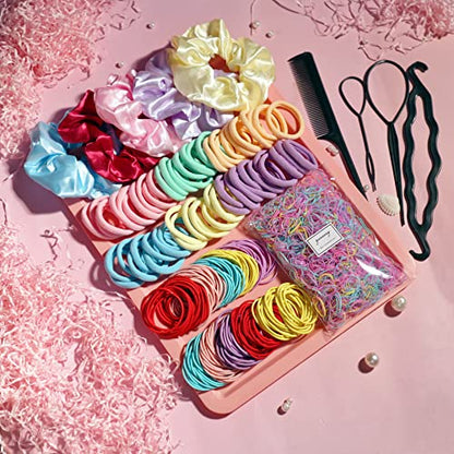 YANRONG 1159PCS Hair Accessories for Woman Set Seamless Ponytail Holders Variety Hair Scrunchies Hair Bands Scrunchy Hair Ties For Thick and Curly (Multicolour) - color: Multicolour