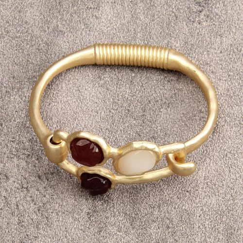 GelConnie Chunky Cuff Bangle Bracelet for Women, Statement Jewelry | Gold and Silver Tone Cuff Bangles with Resin, Crystal and Textured Accents for Party, Vacation and Dressy Looks - style: Bangle 01-Gold
