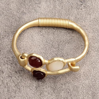 GelConnie Chunky Cuff Bangle Bracelet for Women, Statement Jewelry | Gold and Silver Tone Cuff Bangles with Resin, Crystal and Textured Accents for Party, Vacation and Dressy Looks - style: Bangle 01-Gold