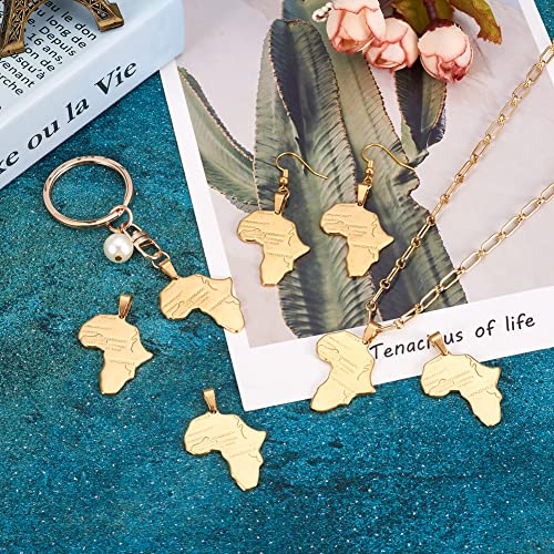 Mega Pet 10pcs Stainless Steel Africa Map Pendants Charms Golden Large Hole Jewelry Charms DIY Accessories for Bracelets Necklaces Jewerly Making - size: 30x25x1.3mm#Africa Map