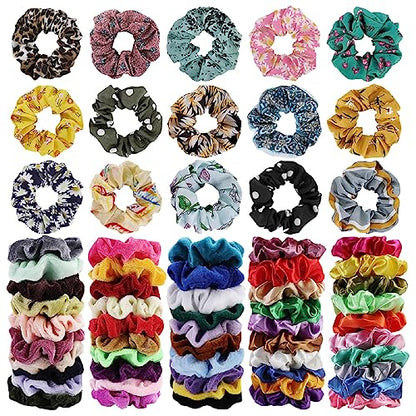 65 Pcs Velvet Hair Scrunchies Hair Bands for Women or Girls,Elastic Soft Ponytail Holder Hair Ties for Birthday, Party, Thanksgiving, Christmas | Elastic Soft Ponytail Holder Hair Ties for Birthday, Party, Thanksgiving, Christmas - size: 1 Count (Pack of