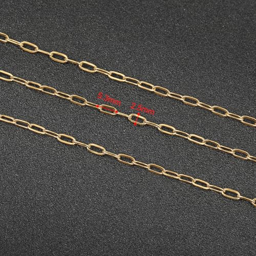UMAOKANG 16.4 Feet Gold Plated Chain for Jewelry Making Stainless Steel Paperclip Jewelry Chains Bulk with Jewelry Findings - color: Gold Small Paperclip