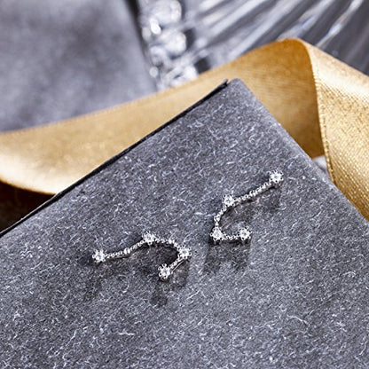 925 Sterling Silver CZ Horoscope Zodiac 12 Constellation Astrology Ear Crawler Post Earrings Gift for Mom Women Mothers Day/Valentines Day/Birthday/Christmas/Anniversary - style: Gemini (May 21 - Jun 20)