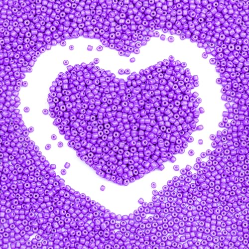 2mm Glass Seed Beads Bulk, Light Purple 12/0 Tiny Round Seed Bead, Small Mini Pony Craft Beads for Bracelet Necklace Wrist Jewelry Making Beading Weaving DIY Crafts Supplies - color: Light Purple