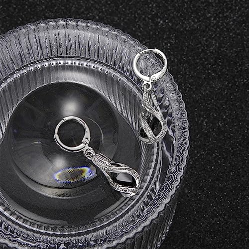 IFKM Silver Jewelry Sets for Women Rhinestone Crystal CZ Bridal Bridesmaid Accessories Necklace Earrings set for Wedding Prom Anniversary Birthday Gifts - color: Black