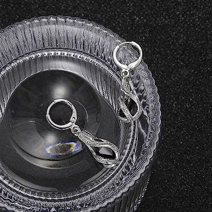 IFKM Silver Jewelry Sets for Women Rhinestone Crystal CZ Bridal Bridesmaid Accessories Necklace Earrings set for Wedding Prom Anniversary Birthday Gifts - color: Black