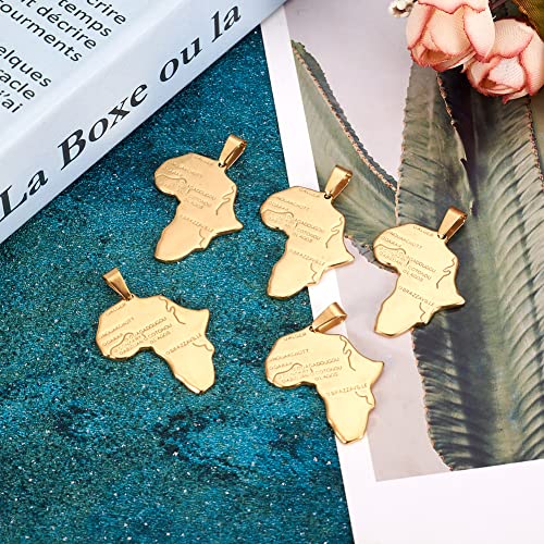 Mega Pet 10pcs Stainless Steel Africa Map Pendants Charms Golden Large Hole Jewelry Charms DIY Accessories for Bracelets Necklaces Jewerly Making - size: 30x25x1.3mm#Africa Map