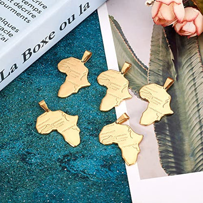 Mega Pet 10pcs Stainless Steel Africa Map Pendants Charms Golden Large Hole Jewelry Charms DIY Accessories for Bracelets Necklaces Jewerly Making - size: 30x25x1.3mm#Africa Map