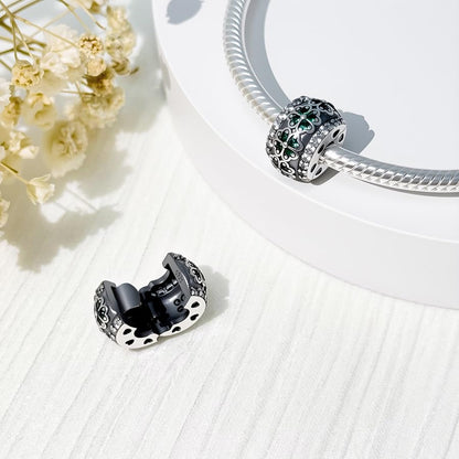 925 Sterling Silver Openable Clip Spacer Bead Fits Pandora Bracelet | Hypoallergenic Clip Stopper Charm, Star Clover Butterfly Floral Mom Heart Paved Zircon Gift for DIY Charm Bracelet Jewelry - color: Four Leaf Clover