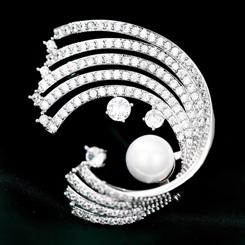 Brooches for Women, Shiny Cubic Zirconia Brooch Pins for Women Fashion Brooch Pin Broach Jewelry Gift - color: Sun and cloud