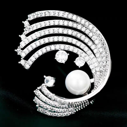 Brooches for Women, Shiny Cubic Zirconia Brooch Pins for Women Fashion Brooch Pin Broach Jewelry Gift - color: Sun and cloud