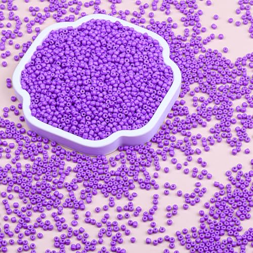 2mm Glass Seed Beads Bulk, Light Purple 12/0 Tiny Round Seed Bead, Small Mini Pony Craft Beads for Bracelet Necklace Wrist Jewelry Making Beading Weaving DIY Crafts Supplies - color: Light Purple