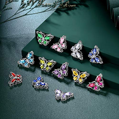 925 Sterling Silver Birthstone Butterfly Jewelry Women Crystal Animal Cute Butterflies Birthday Necklace/Earring/Ring/Bracelet Sets Birth Stone Statement Anniversary Jewellery - color: 2-I.September-Sapphire