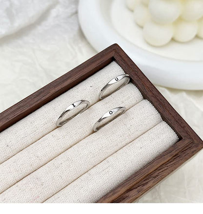 Thin Stacking Initial Rings for Women Stackable Plain Letter Ring Open Adjustable Silver Capital Alphabet Letter Band Ring - color: S