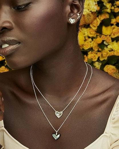 Kendra Scott Ari Heart Adjustable Length Pendant Necklace for Women, Fashion Jewelry - color: RHODIUM - IVORY MOTHER OF PEARL