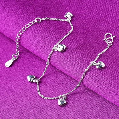 925 Sterling Silver Plated Heart Charm Bracelet for Women - Dainty Chain Love Gift Idea - style: Style5