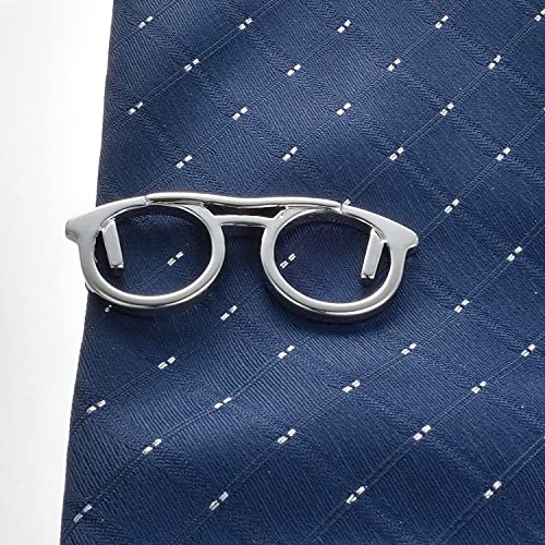 Yoursfs 4 Pcs Funny Tie Clips Set For Men Unique Stainless Steel Eye Glasses/Ruler/Pen/Mustache Tie Clips Personalized Jewelry - style: Eyeglass Set Tie Clips