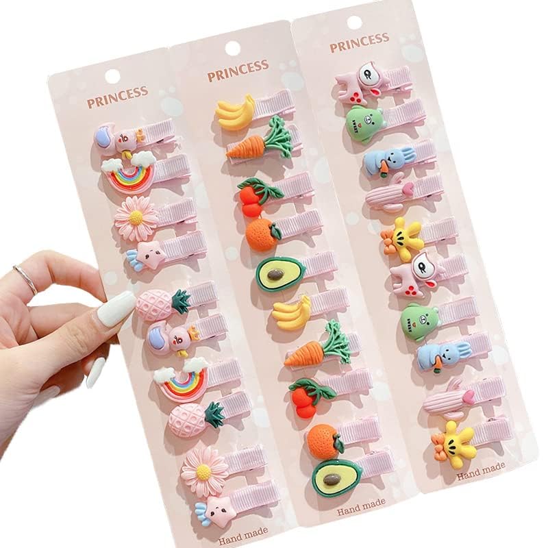 28 PCS Cute Hair Clips Fashion Girls Hair Accessories Flower Fruit Colorful Rainbow Candy Dessert Lovely Animal Barrettes Set Non-slip Metal Snap Pins for Girls Kids Teens Toddlers (Style C) - color: Style C