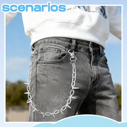 Goth Pants Chain Charms for Women Men Punk Layered Jean Chains Gothic Y2k Pocket Chain for Women Hip Hop Waist Chains - color: Rivet2