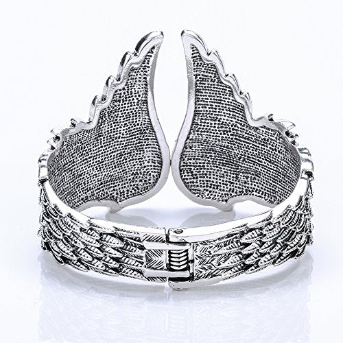 Szxc Women's Guardian Angel Wings Hinged Bangle Bracelets Fit Wrist Size 6.5 to 7.5 inch - color: Blue