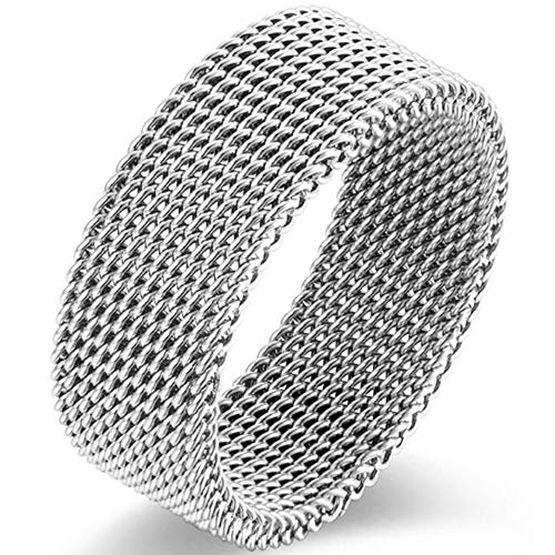 Jude Jewelers 8mm Stainless Steel Wire Mesh Simple Plain Wedding Band Ring - color: Silver