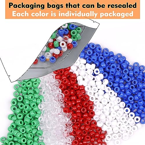Red White Blue Green Pony Beads for Bracelets Christmas Beads for Friendship Bracelets 1000 Pcs Independent Day Plastic Beads for DIY Necklace Jewelry Making Supplies - color: Red White Blue Green Transparent