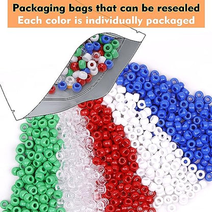 Red White Blue Green Pony Beads for Bracelets Christmas Beads for Friendship Bracelets 1000 Pcs Independent Day Plastic Beads for DIY Necklace Jewelry Making Supplies - color: Red White Blue Green Transparent