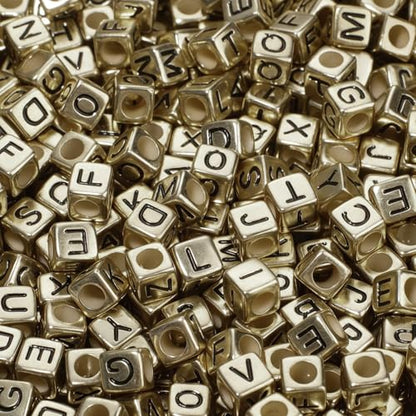 900Pcs Acrylic Gold Letter Beads Alphabet Colorful Letter Black Cube Beads for Friendship Bracelets and Gifts Souvenir Jewelry Making(6 * 6mm Cube) - color: Black Gold(Cube)