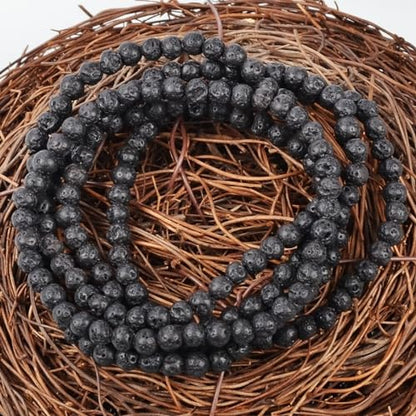 MASSIVE BEADS Handmade Yoga Stretch Elastic Bracelet Natural Stone Crystal Healing Power Energy Gifts for Unisex Adult 4mm 6mm 8mm 10mm - color: Black Lava(Calm), size: 4mm