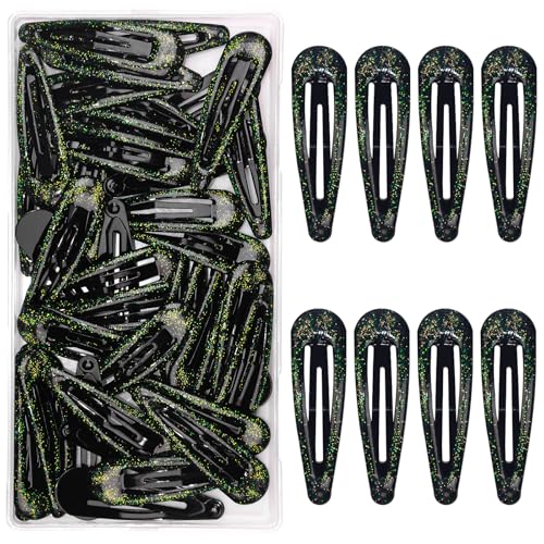 48 Pcs Cute Metal Snap Hair Clips, Non-Slip Barrettes for Women and Girls, Hair Accessories for Parties, School & Daily Use (black) - color: black