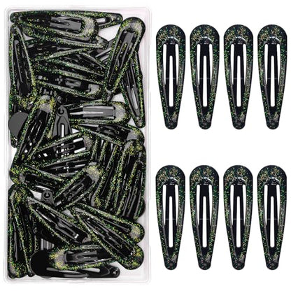 48 Pcs Cute Metal Snap Hair Clips, Non-Slip Barrettes for Women and Girls, Hair Accessories for Parties, School & Daily Use (black) - color: black
