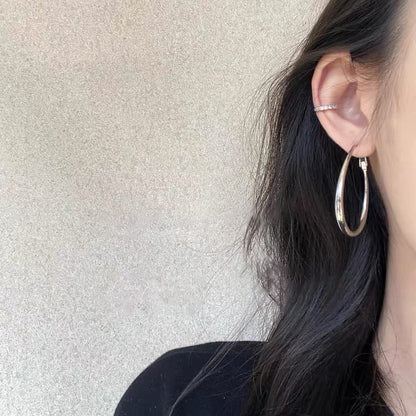 Hoop Earrings for Women, 14K Gold Sterling Silver Chunky Twisted Hoops Earring Hypoallergenic Ear Jewelry - color: Silver-45mm