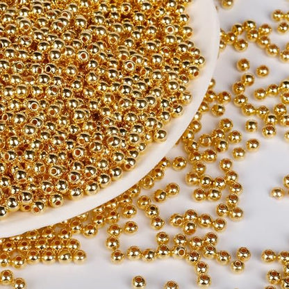 8000PCS Gold Beads for Jewelry Making 4mm Small Seed Beads Bulk | Round Spacer Beads with Holes for Bracelet Necklace Earrings Crafting - color: gold(4mm)