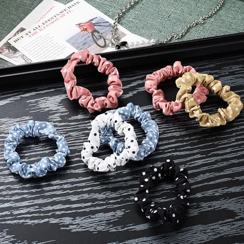 30 Pcs Small Scrunchies No Damage Hair Ties for Women | Hair Accessories Ponytail Holders, Elastic Soft Rubber Bands for Thick Thin Hair (Polka Dot Theme) - color: Polka Dot Theme
