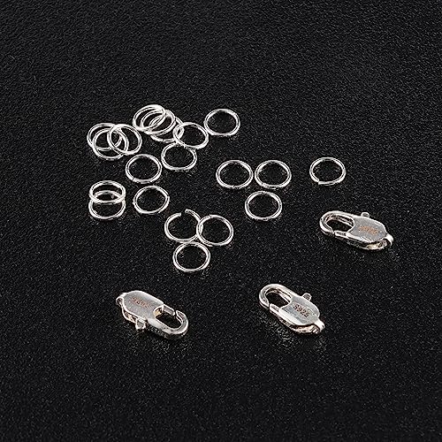 925 Sterling Silver Jewelry Making Lobster Clasps with Open Jump Rings Set | Small Spring Italian Clasps Lobster Claw Jump Rings Necklace Chains Connect Link Repair kit Supplies 925 Jewelry Findings - color: 23PcsB